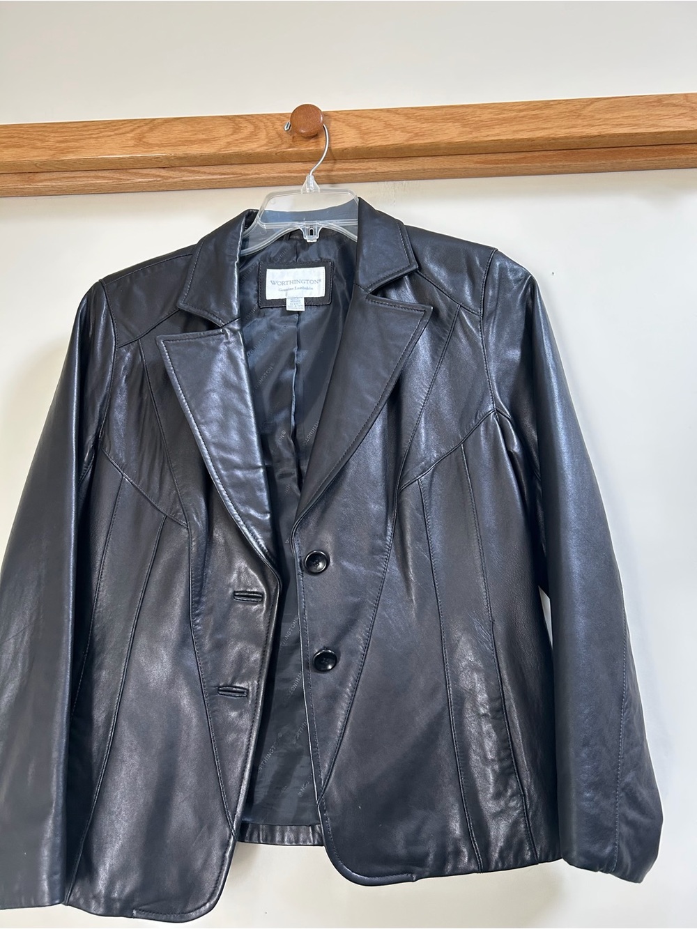 Worthington Black Genuine Leather Blazer Jacket